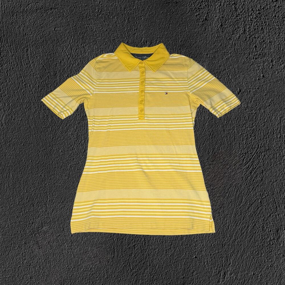 2008 Tommy Hilfiger women’s yellow striped polo shirt